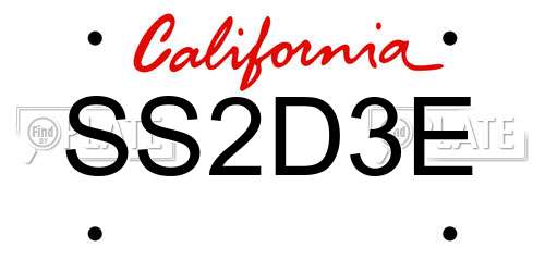 SS2D3E California License Plate