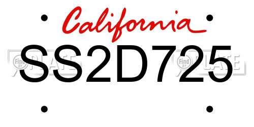 SS2D725 California License Plate