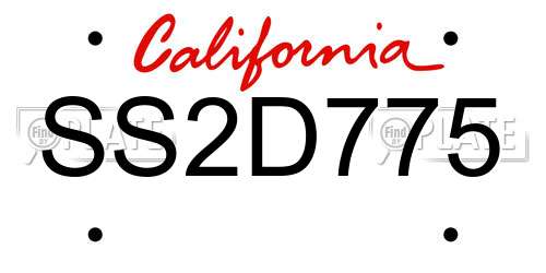 SS2D775 California License Plate