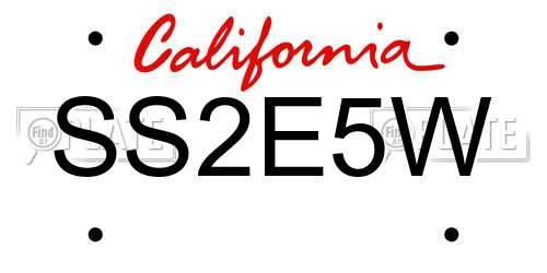 SS2E5W California License Plate