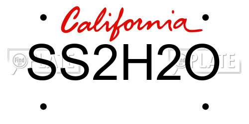 SS2H2O California License Plate