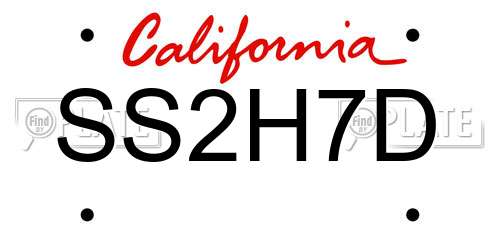 SS2H7D California License Plate