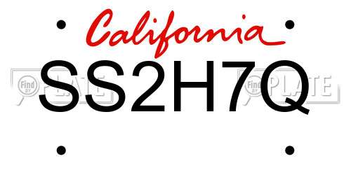 SS2H7Q California License Plate