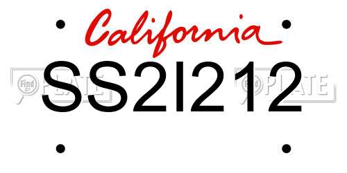 SS2I212 California License Plate
