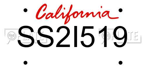 SS2I519 California License Plate