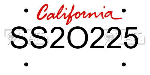 SS2O225 California License Plate