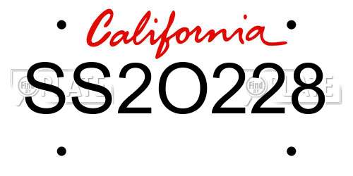 SS2O228 California License Plate