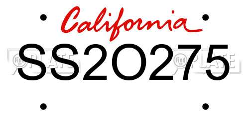 SS2O275 California License Plate