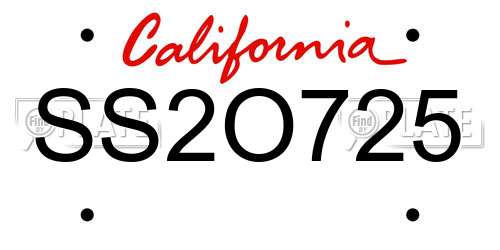 SS2O725 California License Plate