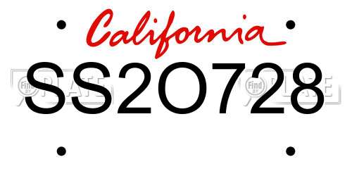 SS2O728 California License Plate