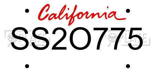 SS2O775 California License Plate