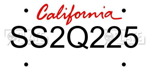 SS2Q225 California License Plate