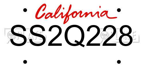 SS2Q228 California License Plate