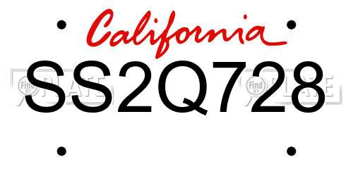 SS2Q728 California License Plate