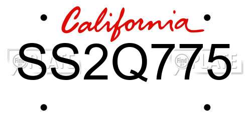 SS2Q775 California License Plate