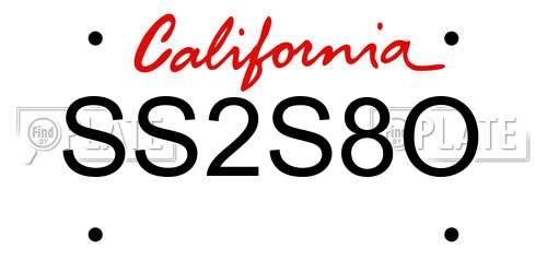 SS2S8O California License Plate