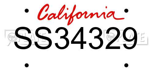 SS34329 California License Plate