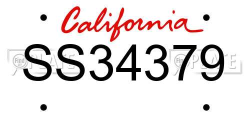 SS34379 California License Plate