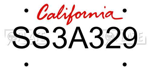 SS3A329 California License Plate