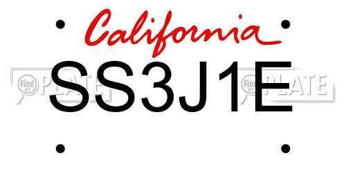 SS3J1E California License Plate