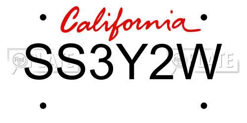 SS3Y2W California License Plate