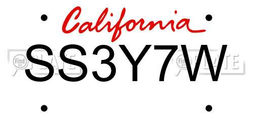 SS3Y7W California License Plate
