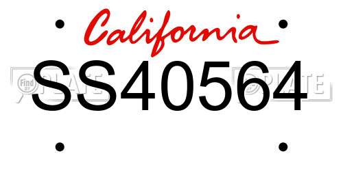 SS40564 California License Plate