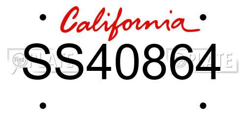 SS40864 California License Plate