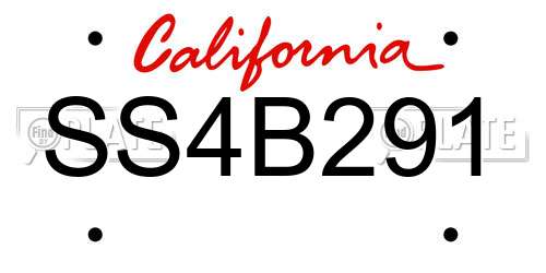 SS4B291 California License Plate