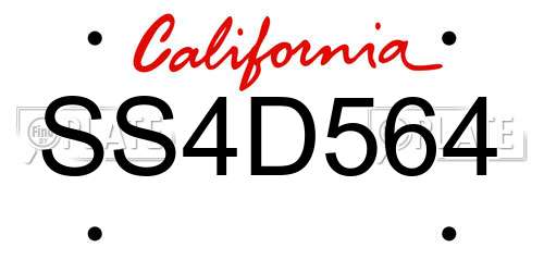 SS4D564 California License Plate