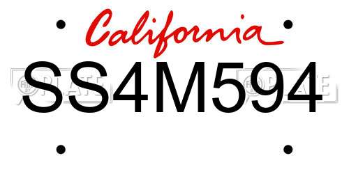 SS4M594 California License Plate