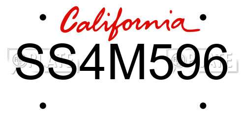 SS4M596 California License Plate
