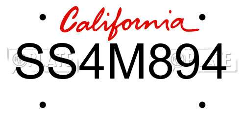 SS4M894 California License Plate