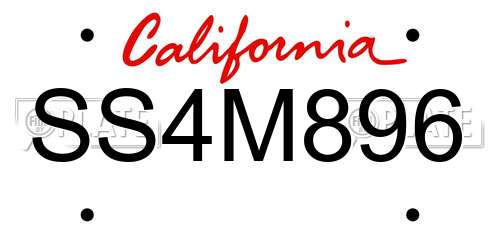 SS4M896 California License Plate