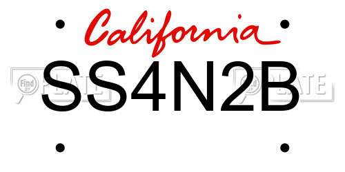 SS4N2B California License Plate