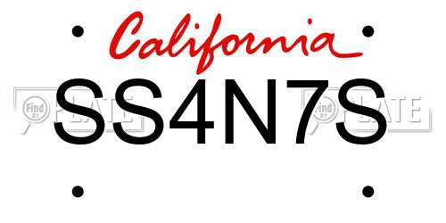 SS4N7S California License Plate