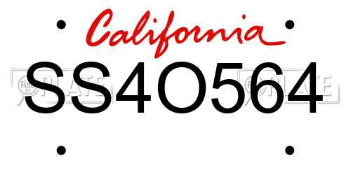 SS4O564 California License Plate