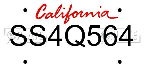 SS4Q564 California License Plate