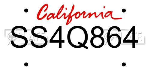 SS4Q864 California License Plate