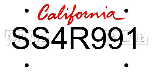 SS4R991 California License Plate