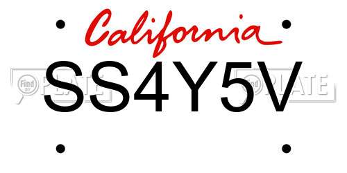 SS4Y5V California License Plate