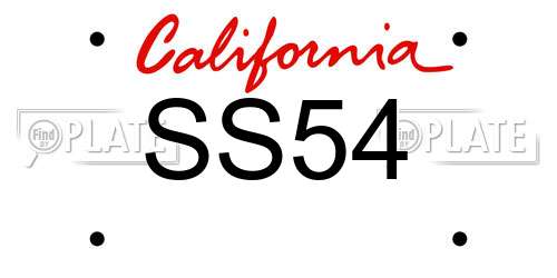 SS54 California License Plate