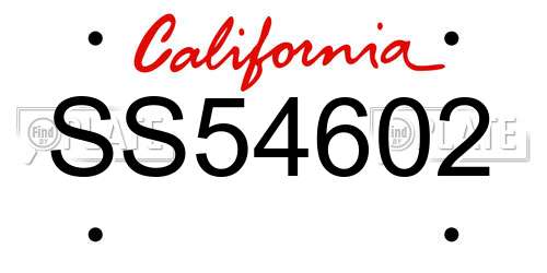 SS54602 California License Plate