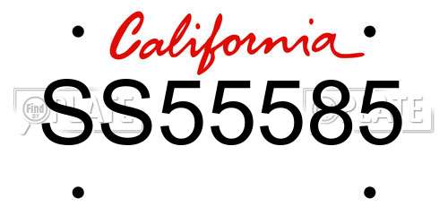 SS55585 California License Plate