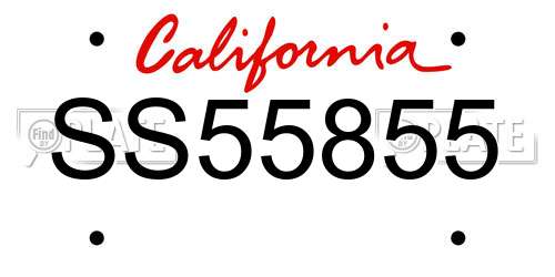 SS55855 California License Plate