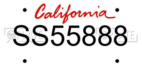 SS55888 California License Plate