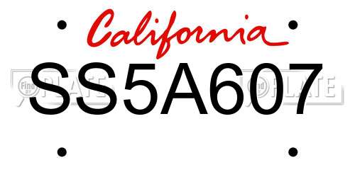 SS5A607 California License Plate