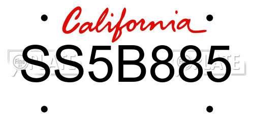 SS5B885 California License Plate
