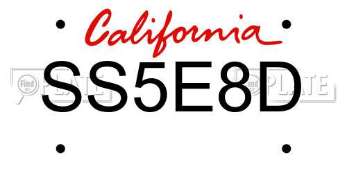 SS5E8D California License Plate