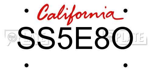 SS5E8O California License Plate